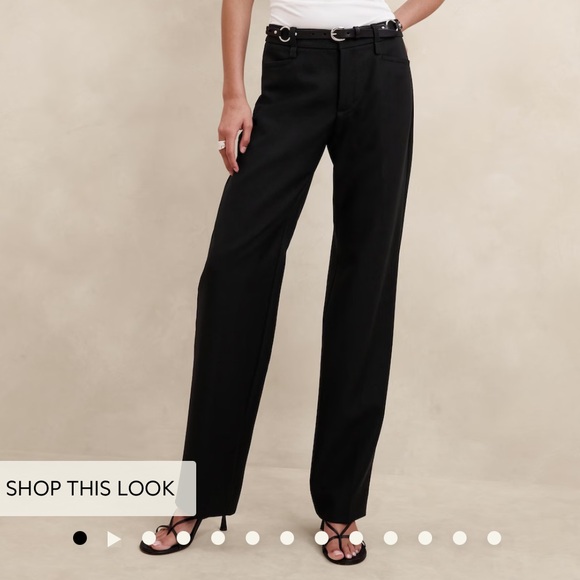 Banana Republic Lido Straight Italian Wool Pant Black 2 - Picture 1 of 9